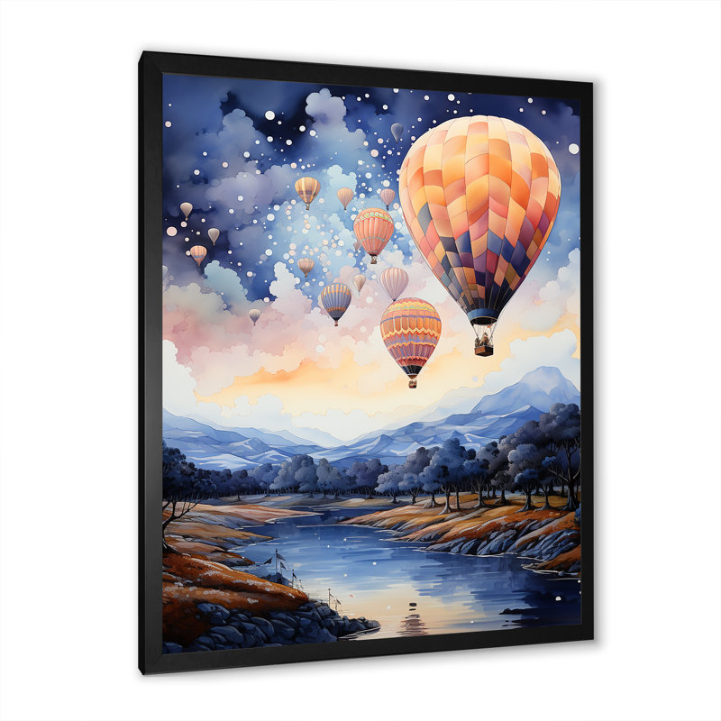 Vol en montgolfière fantastique haute aventure II, Cadre photo noir simple, H 40 po x l 30 po x P 1,5 po
