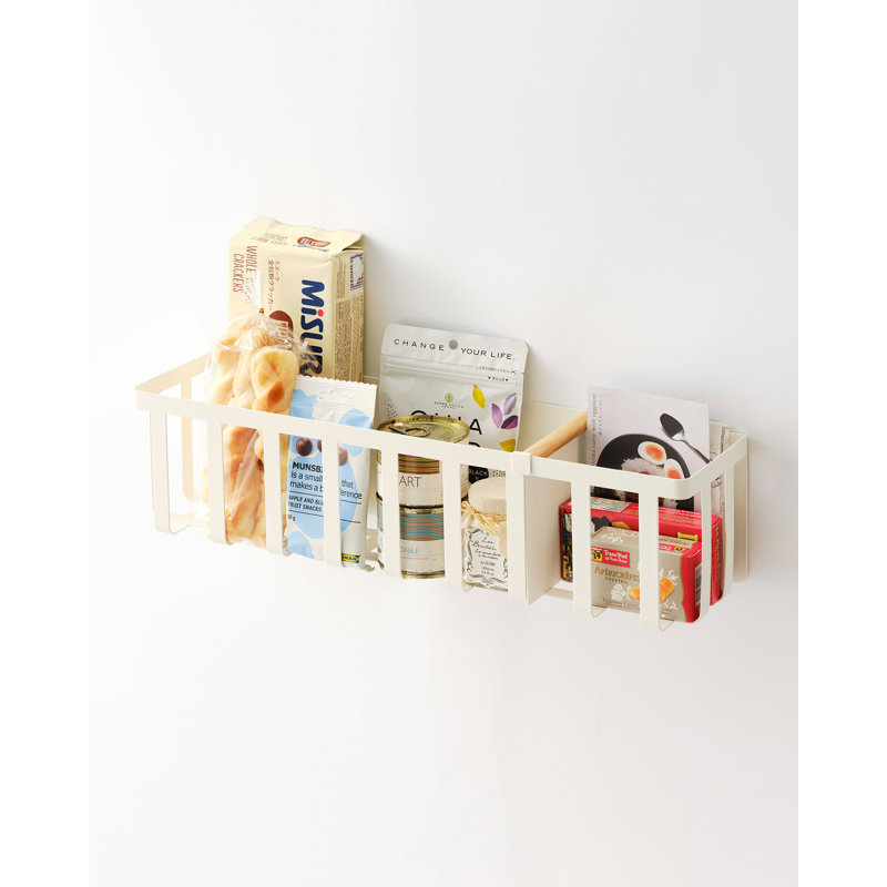 Yamazaki Home Storage Basket, Steel + Wood, Magnetic, Sliding Divider