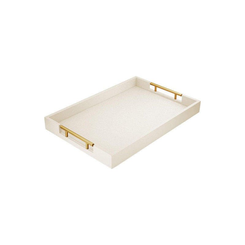 Plateau de service en bois et cuir