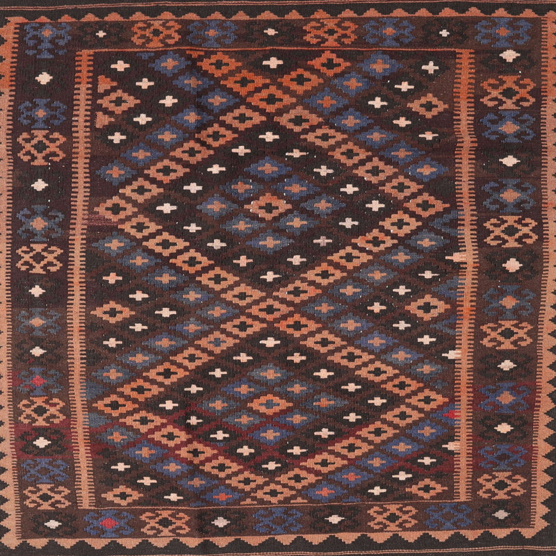 Tapis de zone orange/noir contemporaine Siv, Carré de 6 pi
