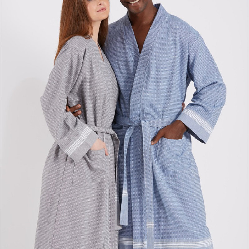 Woodcrest Plain Weave / Muslin Mid-Calf Bathrobe with Pockets, Small/Medium