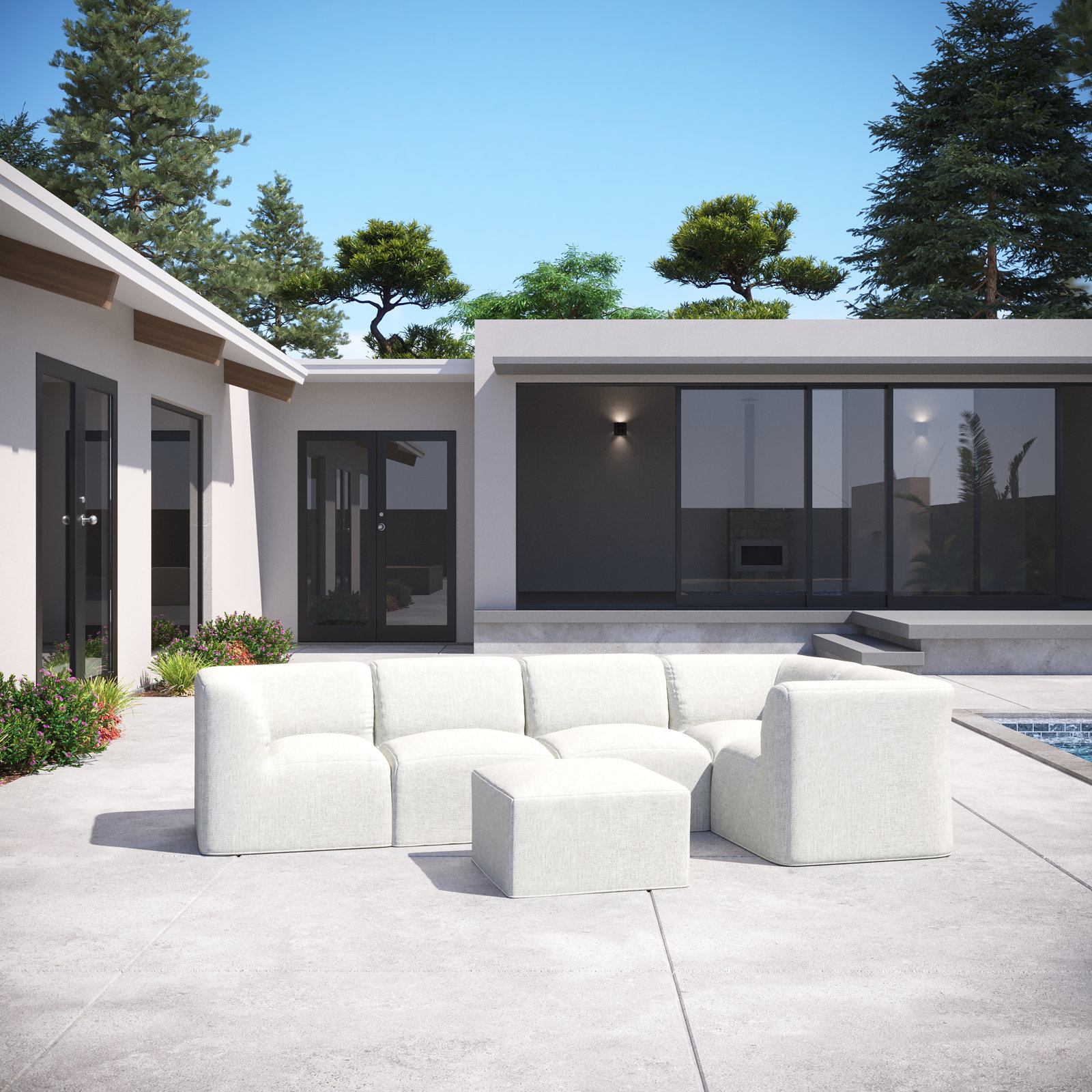 Praia 6-Person Patio Seating Group, Canvas White Sunbrella® Canvas