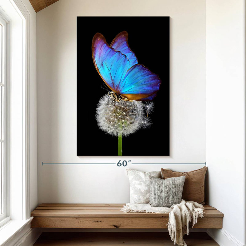 Brampt Blue Morpho On Dandelion, 51" H x 34" W