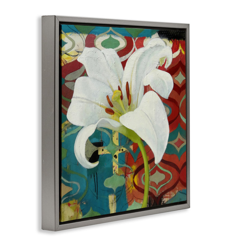 Sous les projecteurs, cadre flottant Lily, design par Pierre-Auguste Renoir, H 18 po x l 18 po, Cadre flottant gris lustré