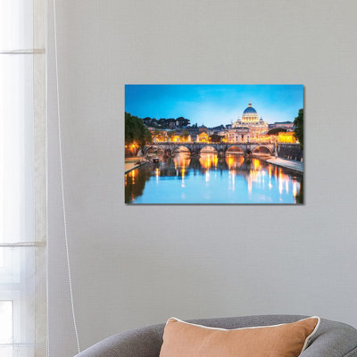 St Peter's Basilica And Tevere River, Rome by Matteo Colombo - Wrapped Canvas Print