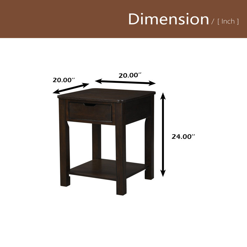 20" MDF End Table With Drawer
