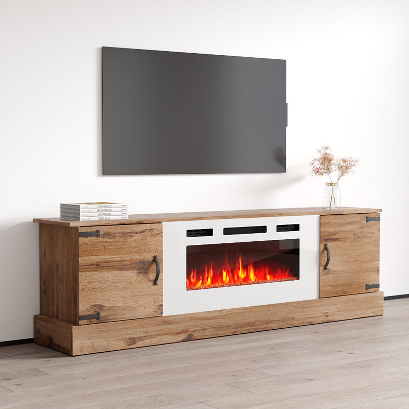 Meuble télé 78,7 po Carmen, Vieux bois / blanc
