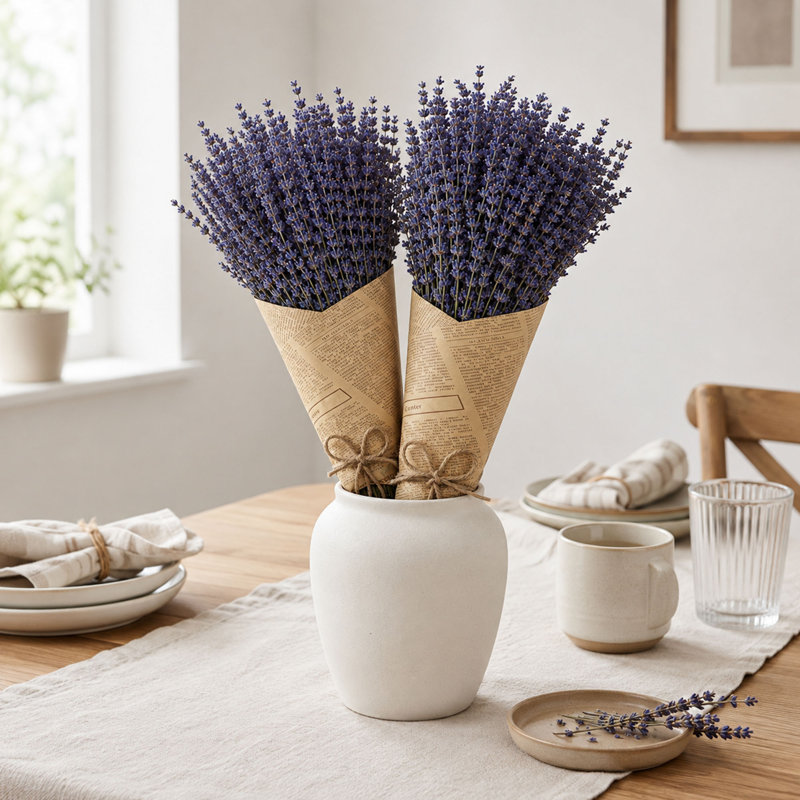 2 bouquets de fleurs de lavande séchées naturelles, 180 à 200 tiges pour la décoration intérieure