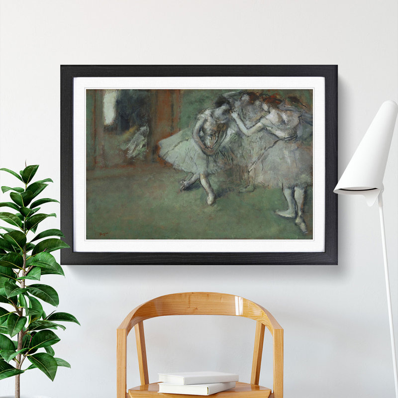 Group of Ballet Ballerina Dancers by Edgar Degas - Framed Print, 36cm H x 48cm W x 2cm D, Black Framed