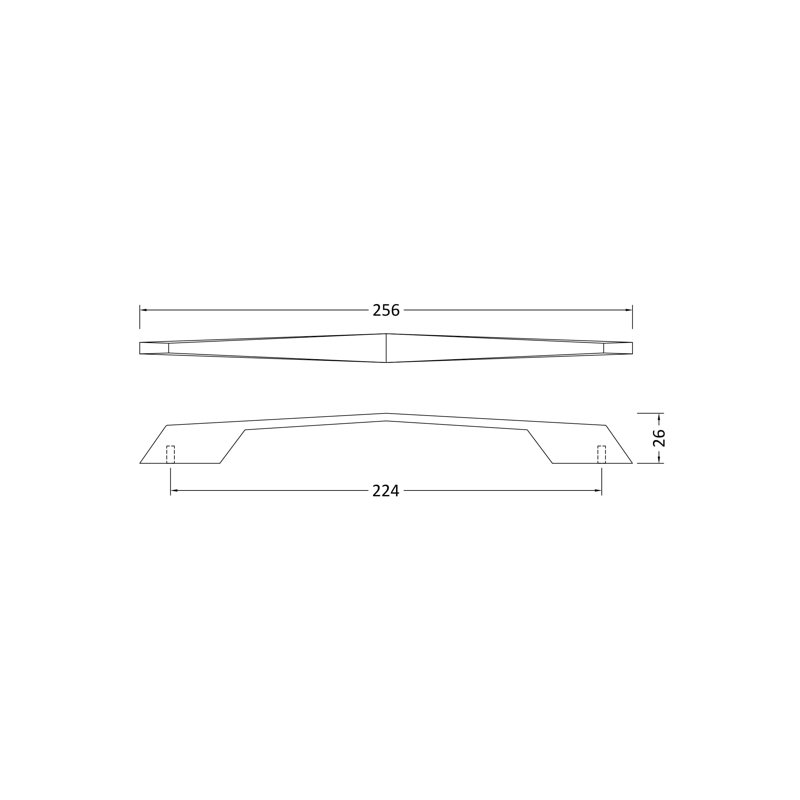 D Shaped 22 3/8cm Centre Bar Handle, Matt Black
