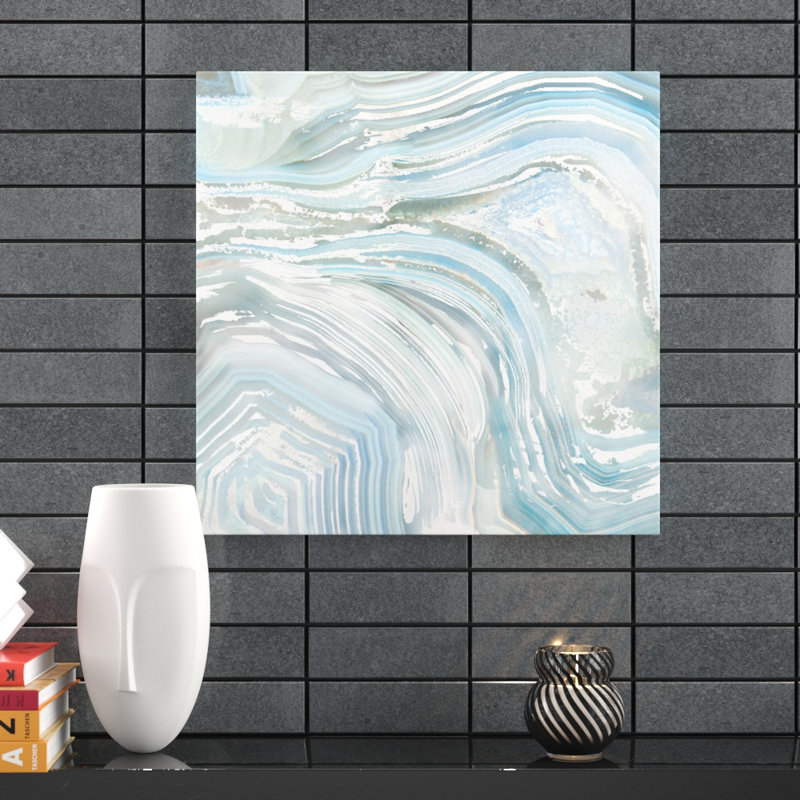 Agate in Blue II, impression sur toile tendue, H 12 po x l 12 po x P 1,5 po, Toile tendue, Pas de tapis