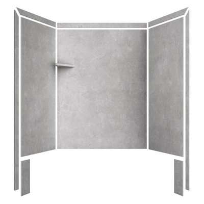 FlexStone Royale 60"W x 36"D x 80"H Alcove Bathtub/Shower Surround in Tundra