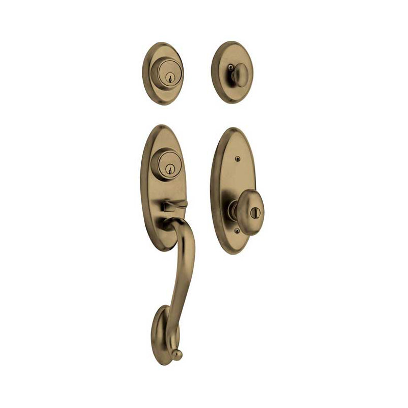 Landon Complete Inactive Landon Dummy Handleset with Knob and Rosette, Satin Brass & Black