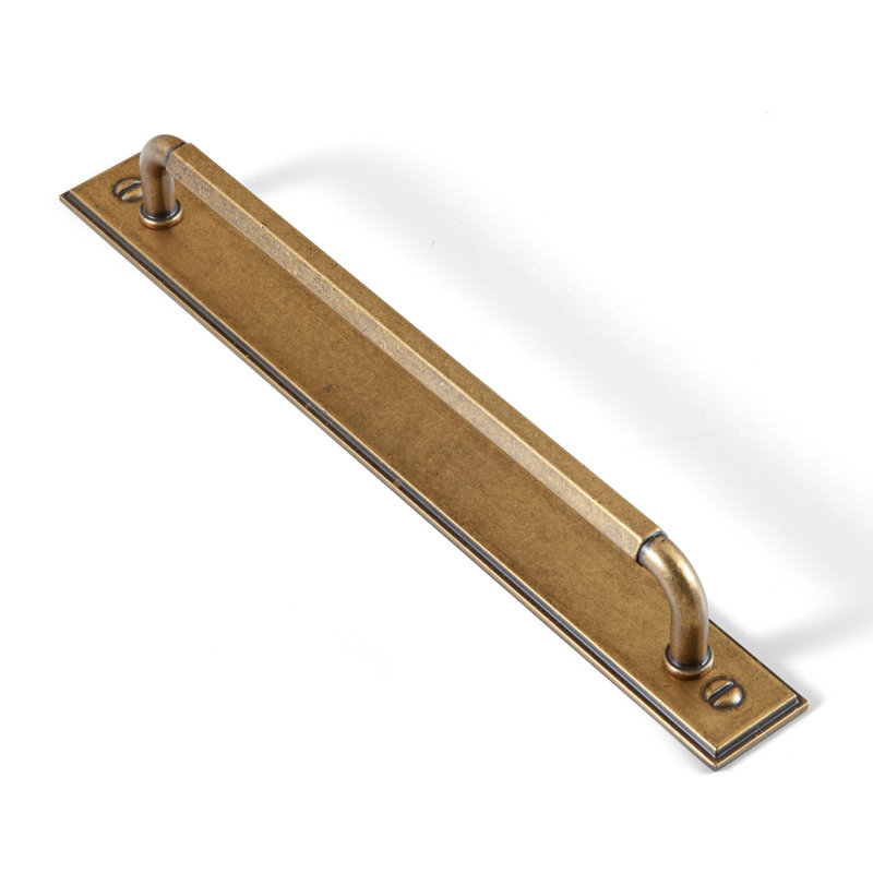 Poignée de bar classique avec contre-plaque (G015), 7 3/5", Laiton antique