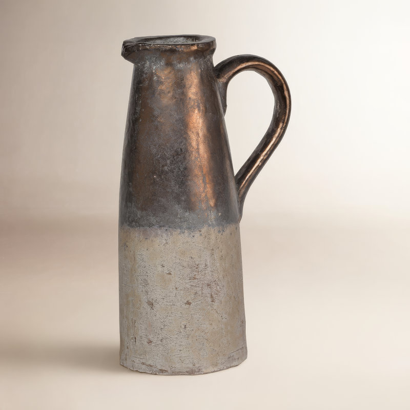 Libra Sienna Brown Ceramic Pitcher Vase, 11" H x 6.7" W x 4.5" D