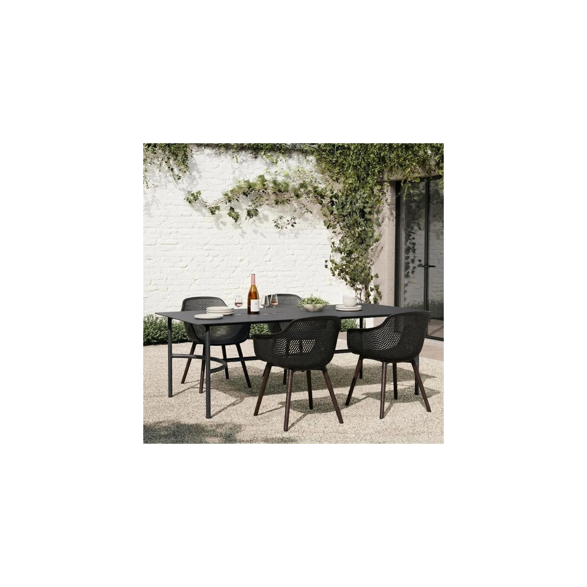 Artha Premium All-Weather Wicker Outdoor Dining Armchair, Black