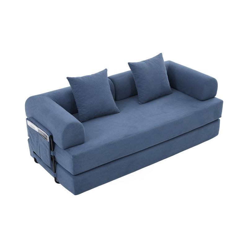 Canapé modulaire pliable, Velours côtelé bleu marine