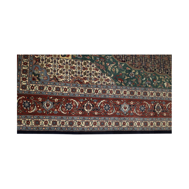 Tapis rouge et noir noué à la main de haute qualité