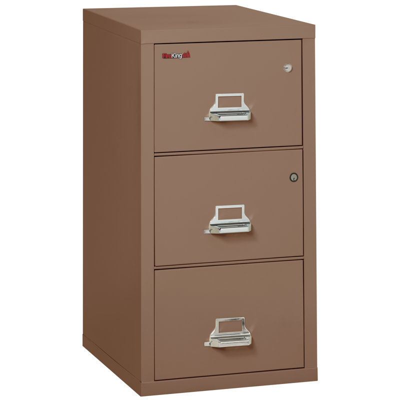 Classeur vertical à 3 tiroirs avec coffre-fort safe-in-a-file, Brun clair, Platine