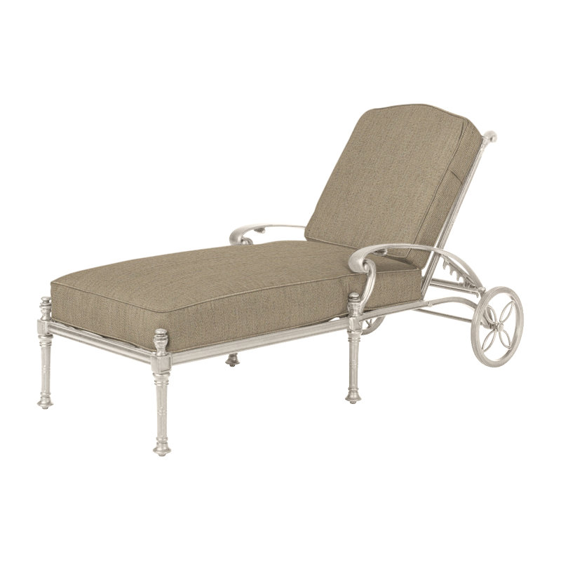 Florence Outdoor Chaise Lounge, Canvas Heather Beige Sunbrella® Canvas, Desert Bronze