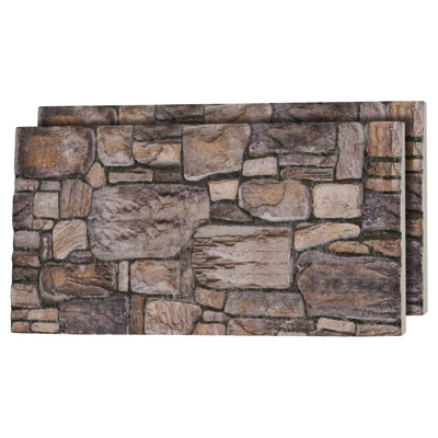 Ensemble de 2 panneaux muraux 3D en fausse pierre 3D (couvre 11 pieds carrés), revêtement mural en mousse 20 po x 40 po pour les murs décoratifs intérieurs et extérieurs