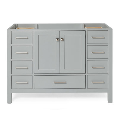 Panchuri 49'' Solid Wood Single Bathroom Vanity in Grey, Base Cabinet without Top