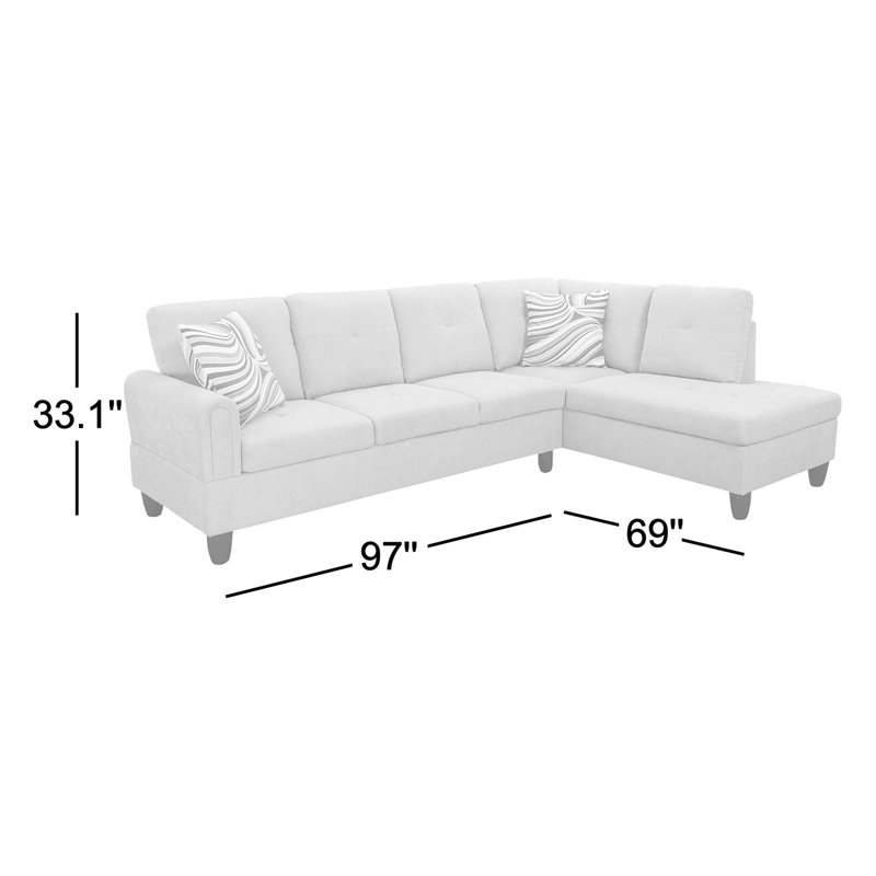 Joan Sectional Sofa with Chaise, Green Linen Blend