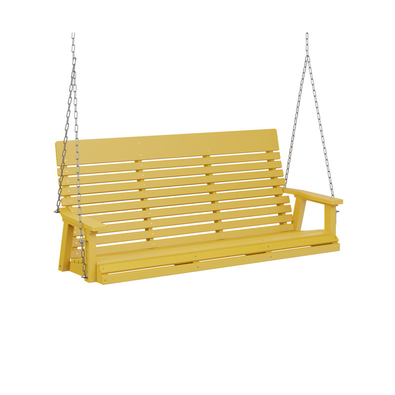 Balancelle berlinoise berlinoise à dossier décontracté à motif décontracté avec chaînes en zinc, 64", Jaune soleil levant