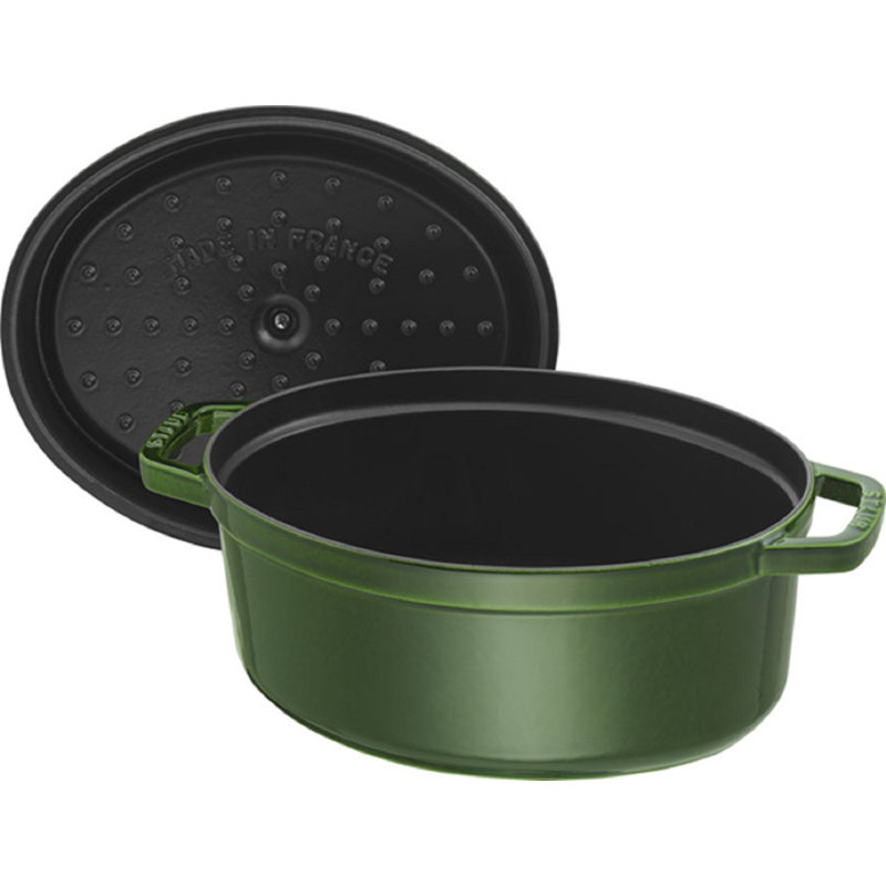 STAUB Oval Cast Iron Cocotte, Basil, 28cm