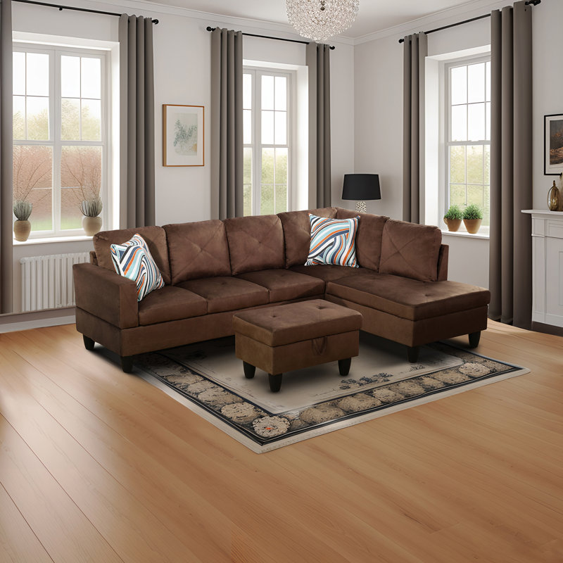 Canapé modulaire rembourré 3 pièces Phifer, Noir, Brun