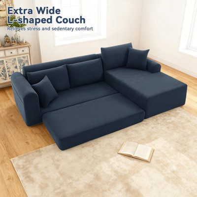 103" Modular Sectional Cloud Sofa - Boneless Couch with Deep Seat, Non Slip Base, Folding Sofa Sectional Couches for Living Room, Cozy Modular Couch w by Latitude Run