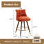 Ensemble de 2 tabourets de comptoir capitonnés avec garniture cloutée - Orange-2112068661