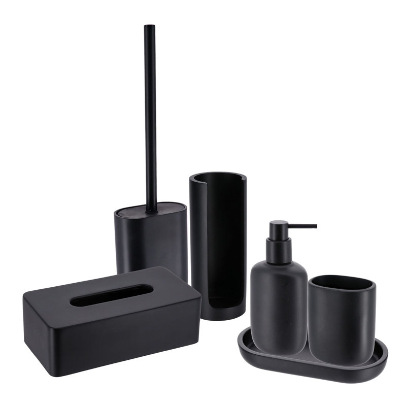 6-Piece Black Bathroom Accessory Set, Black