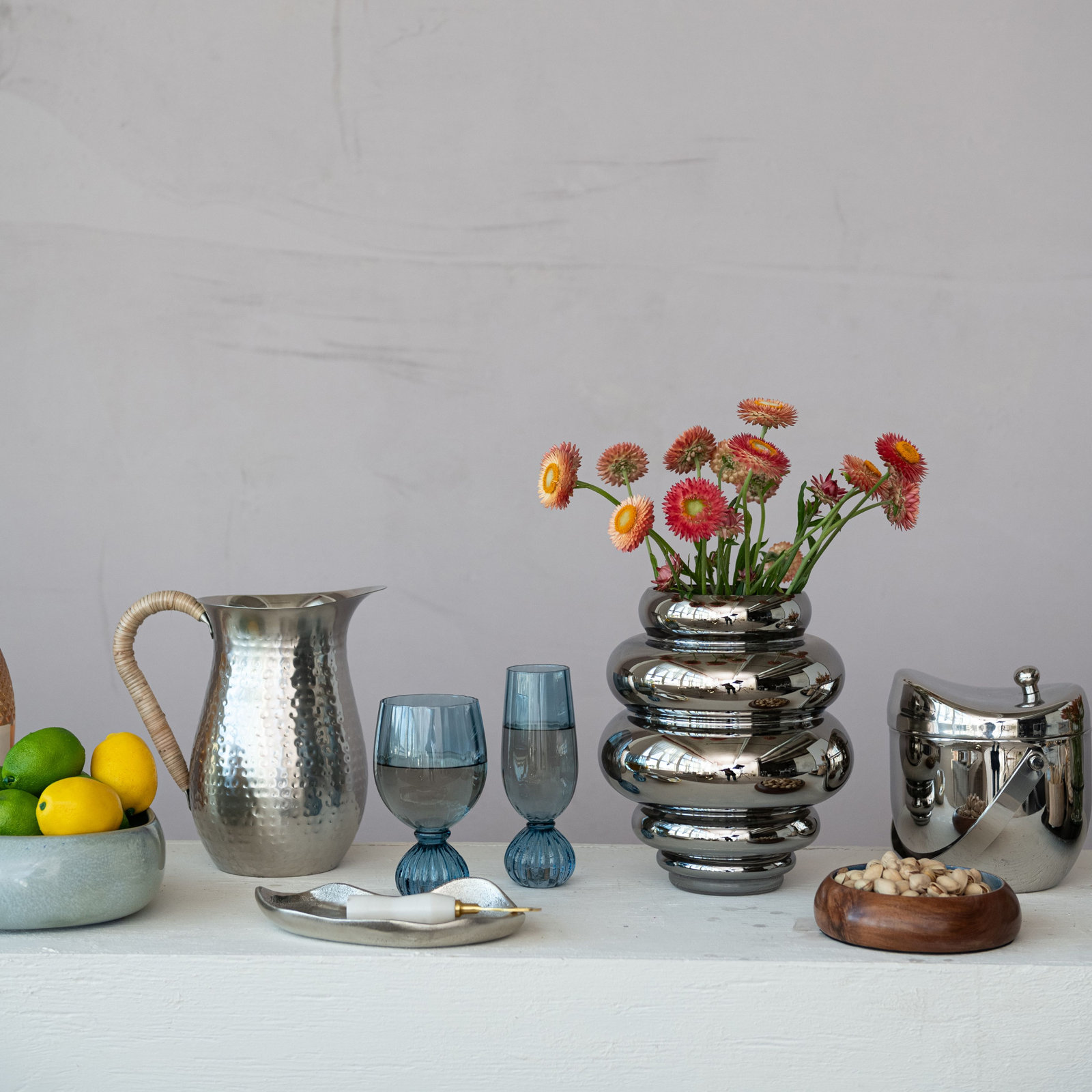 Ribbed Glass Table Vase