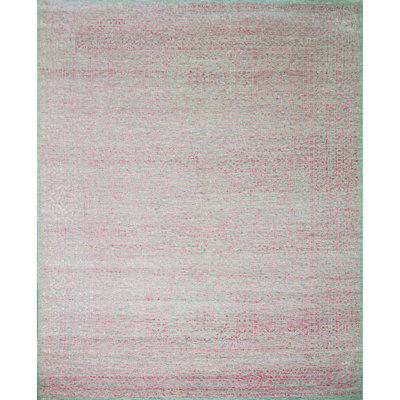 Hand-Knotted High-Quality Silver and Pink Area Rug