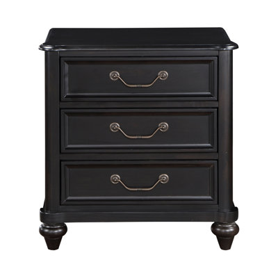 Charcoal Brown Finish Traditional Bedroom Furniture 1Pc Nightstand Of 3 Drawers Antique Handles Classic Design Bedside Table