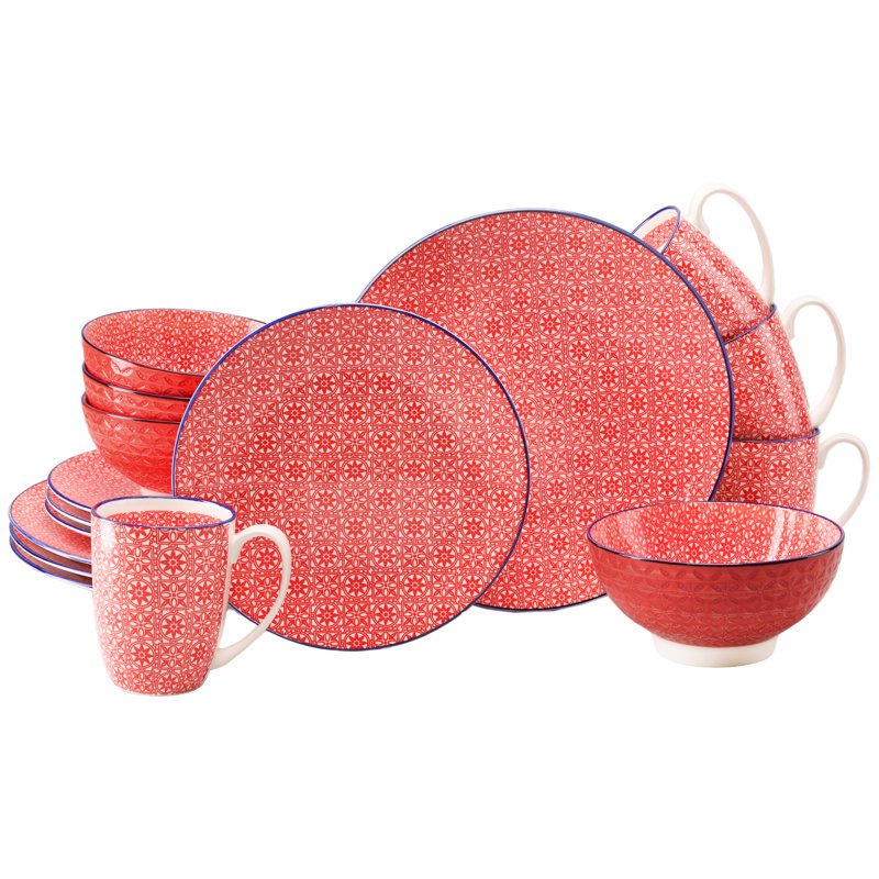 Mediterranean Piece Stoneware Dinnerware Set - Service for 4, White / opaline