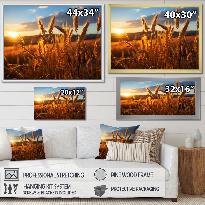 Country Charm Golden Harvest, reproduction sur toile encadrée, H 34 po x l 44 po x P 1,5 po, Cadre flottant brun