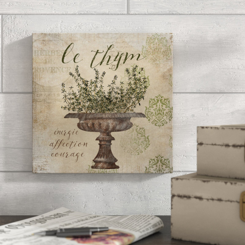 «French Herbs Thyme», impression sur papier, H 8 po x l 8 po x P 1,5 po, Toile tendue