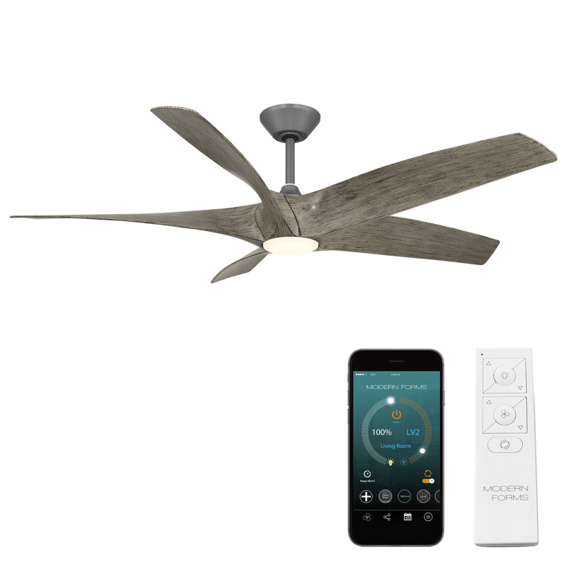 Zephyr 5 5-Blade Smart Ceiling Fan, Graphite/Weathered Wood