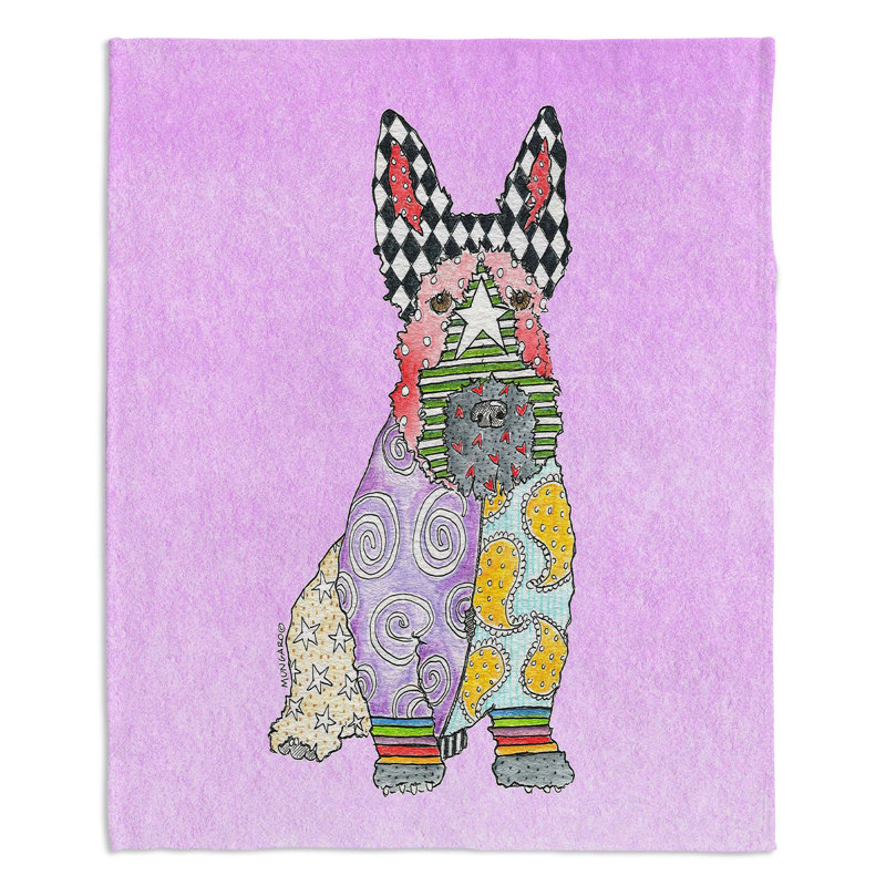 Hand Woven Throw Blanket, 68" x 80", Watermelon, Scottish Terrier