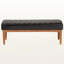 Banc Hilley en similicuir brun foncé et bois fini noyer, H 17,3 po x l 47 po x P 17,7 po-1721780014
