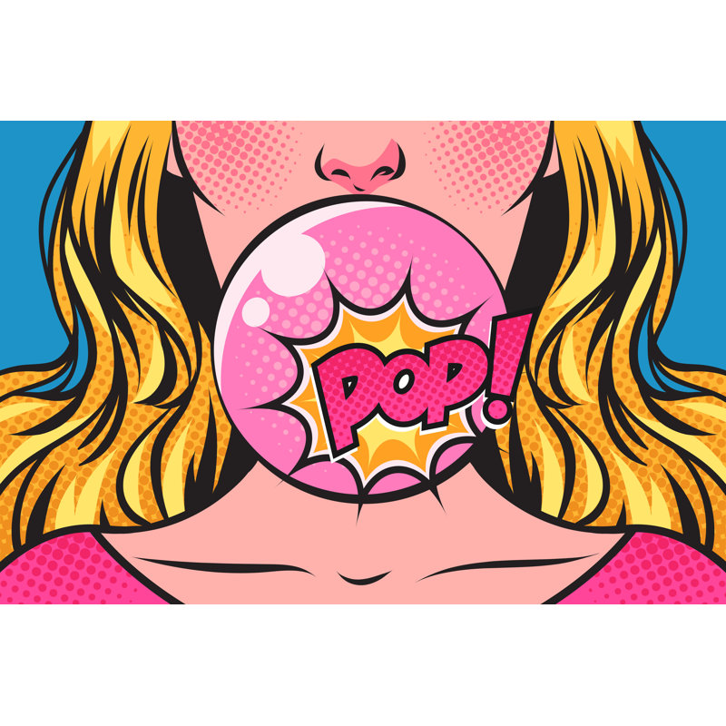 Woman Blowing Bubble by Squaredot95 - Wrapped Canvas Print, 30cm H x 46cm W