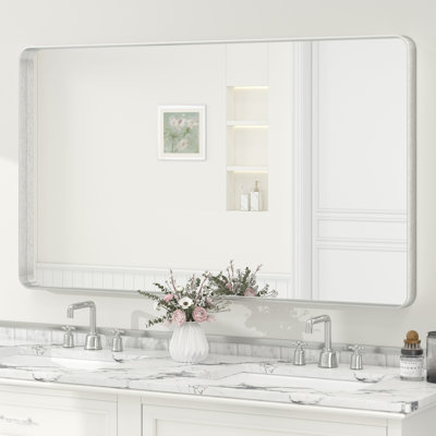 Molly Tempered Glass and Metal Framed French Cleat Mounted Wall Bathroom / Vanity Mirror