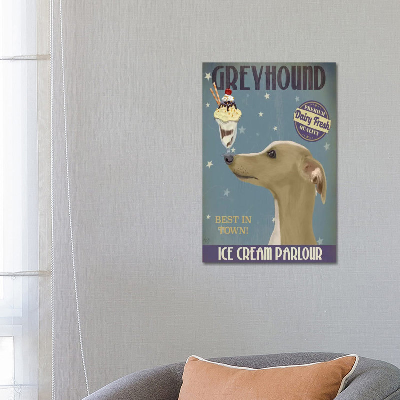 Greyhound, Tan, Ice Cream by Fab Funky - Wrapped Canvas Print, 66.04 cm H x 45.72 cm W