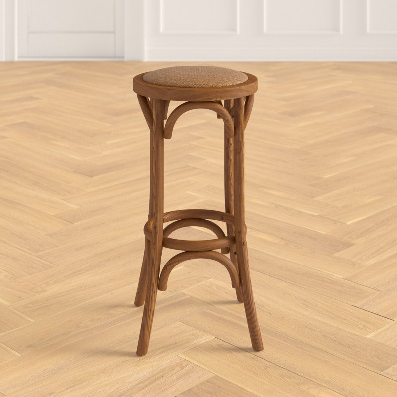 Rae 30" Walnut Brown Elm Wood Rustic Backless Bar Stool