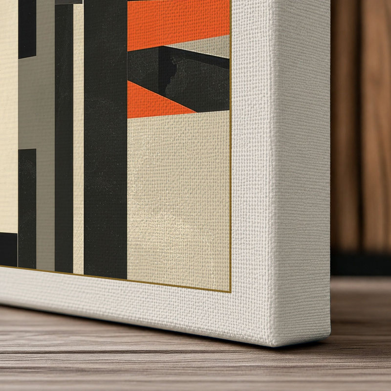 Industrial Geometry Geometric - Wrapped Canvas, 24x16 - 61.0 x 40.6 cm, Cream Border