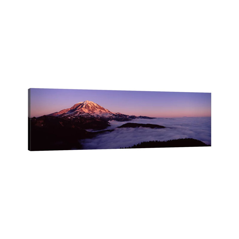 Sea Of Clouds With Mountains In The Background, Mt Rainier, Pierce County, Washington State, USA - Wrapped Canvas Panoramic Print