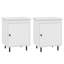 Ensemble de 2 tables de chevet Mid-Century modernes en bois d'ingénierie avec rangement, coins arrondis et ensembles anti-basculement pour la chambre à coucher ou le salon, blanc-2122686142