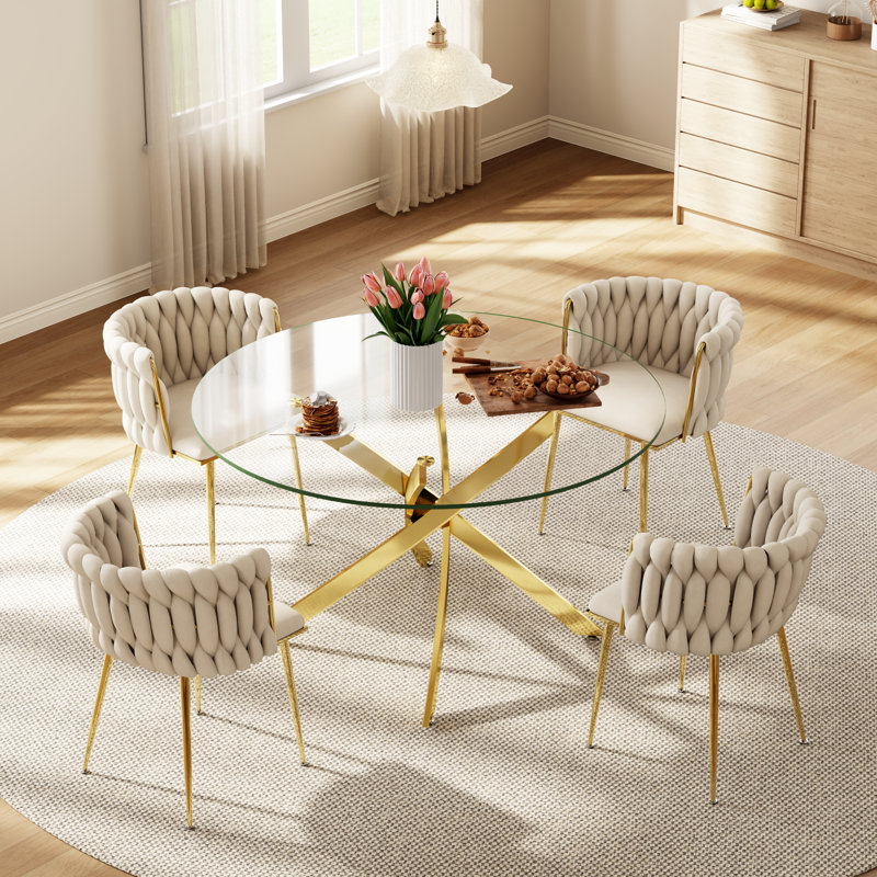 Table de salle à manger Azaryah, Beige, H 29,5 po x L 47 po x l 47 po